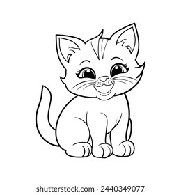 cute cat vector. coloring book. isolated on white background