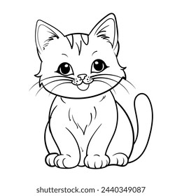 cute cat vector. coloring book. isolated on white background