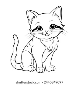 cute cat vector. coloring book. isolated on white background