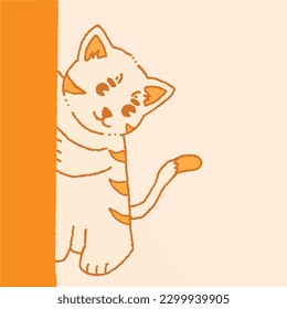 cute cat vector design crayon style