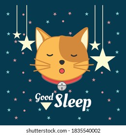 cute cat vector design illustration. with the slogan good sleep