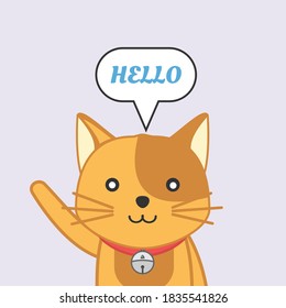 Cute cat vector design illustration with smile and greeting