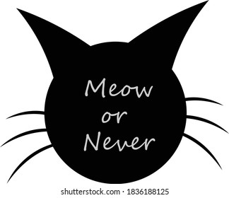 Cute Cat Vector Design with Meow text Design, Kitten face vector background for print or use as poster, card, flyer or T Shirt