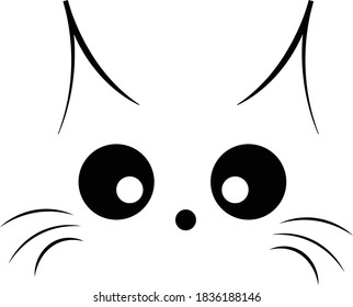 Cute Cat Vector Design with Meow text Design, Kitten face vector background for print or use as poster, card, flyer or T Shirt