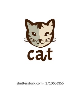 Cute cat vector design.Children illustration for School books and more.Meow slogan. Animal print.