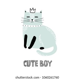 Cute Katze Vektorgrafik für Babytee-Druck. T-Shirt Grafiken für Kinder Vektorgrafik.Cute Katze Vektorgrafik für Babytee-Druck. T-Shirt-Grafik für Kinder, Vektorgrafik. Katzenkönig.