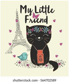 cute cat vector graphic for t shirt print