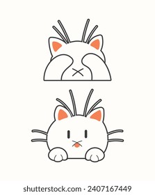 Cute cat vector icon art. simple cartoon doodle cat icon arts