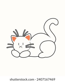 Cute cat vector icon art. simple cartoon doodle cat icon arts
