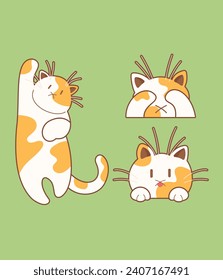 Cute cat vector icon art. simple cartoon doodle cat icon arts