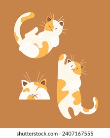 Cute cat vector icon art. simple cartoon doodle cat icon arts