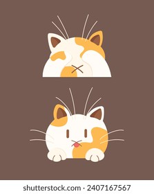 Cute cat vector icon art. simple cartoon doodle cat icon arts