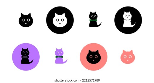 Cute Cat Vector. Cat Icon, Kitty Icon, Paw Icon And Kitten Icon. Flat Style - Stock Vector.