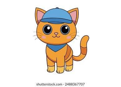 Cute Cat Vector Illustration - Adorable Feline Art for Printable and Digital Designs