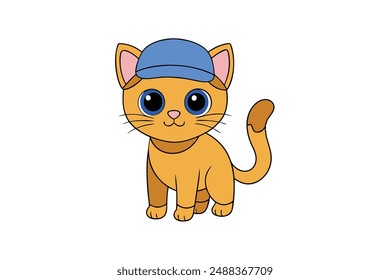 Cute Cat Vector Illustration - Adorable Feline Art for Printable and Digital Designs