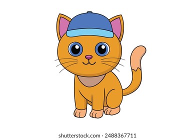 Cute Cat Vector Illustration - Adorable Feline Art for Printable and Digital Designs