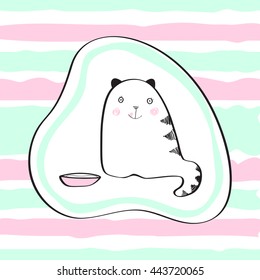 Cute cat vector illustration for apparel, clothes, print or other design.