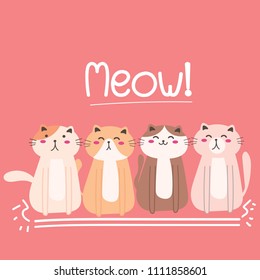 Cute Cat Vector Illustration Background.