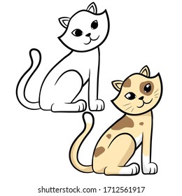 Cute-Cat-Vektorillustration-Illustrationskarikatur