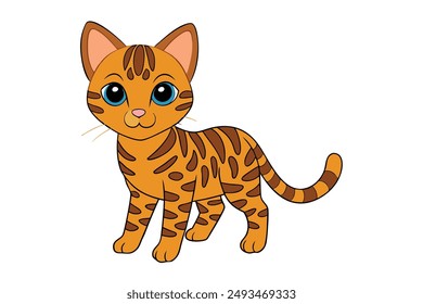 A Cute Cat Vector Illustration Cartoon, Clipart, and Line Art Designs.