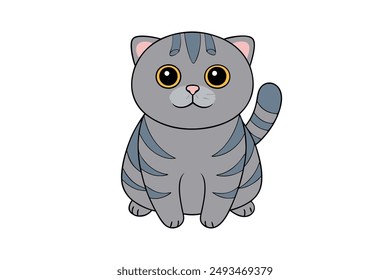 A Cute Cat Vector Illustration Cartoon, Clipart, and Line Art Designs.