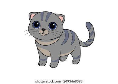 A Cute Cat Vector Illustration Cartoon, Clipart, and Line Art Designs.