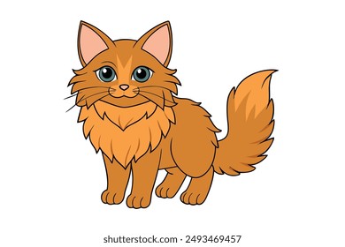 A Cute Cat Vector Illustration Cartoon, Clipart, and Line Art Designs.