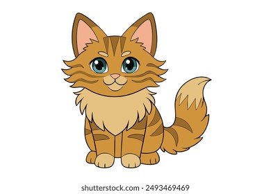 A Cute Cat Vector Illustration Cartoon, Clipart, and Line Art Designs.