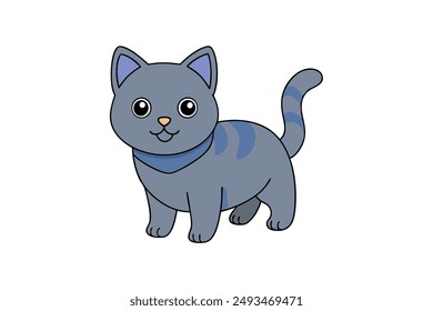 A Cute Cat Vector Illustration Cartoon, Clipart, and Line Art Designs.