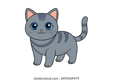 Eine niedliche Katze Vektorillustration Cartoon, Clipart und Line Art Designs.