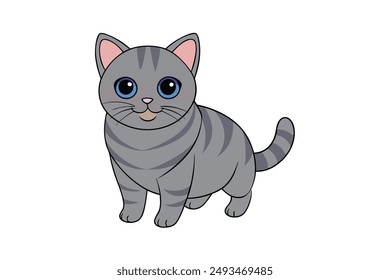 A Cute Cat Vector Illustration Cartoon, Clipart, and Line Art Designs.