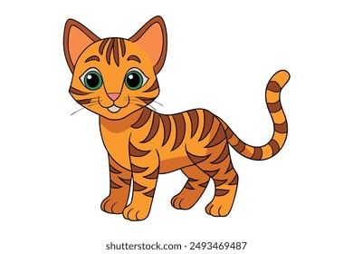 A Cute Cat Vector Illustration Cartoon, Clipart, and Line Art Designs.