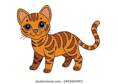 A Cute Cat Vector Illustration Cartoon, Clipart, and Line Art Designs.