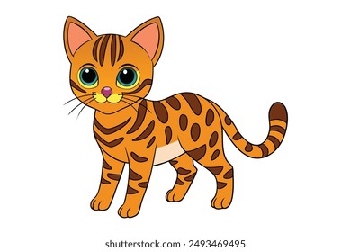 A Cute Cat Vector Illustration Cartoon, Clipart, and Line Art Designs.