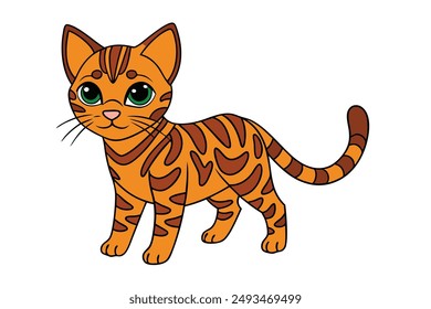 A Cute Cat Vector Illustration Cartoon, Clipart, and Line Art Designs.