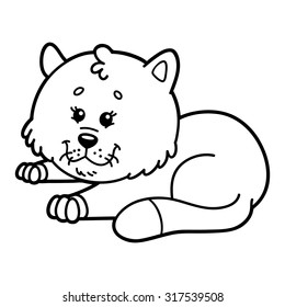 Cute cat. Vector illustration of cute cartoon cat character for children, coloring and scrap book