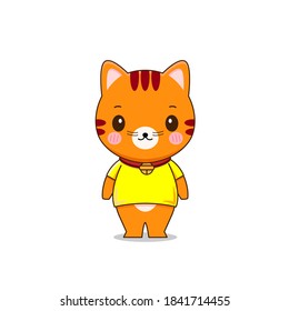 Cute Cat Vector illustration of chibi character isolated on white background.