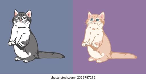 Cute cat vector illustration easy interchangeble colors by layer