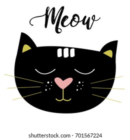 cute cat vector illustration fun colorful meow