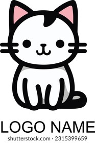 Cute Cat Vector Illustration Icon Sticker, Cat Mascot vector illustration character design, Simple cat Cartoon style