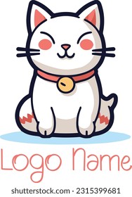 Cute Cat Vector Illustration Icon Sticker, Cat Mascot vector illustration character design, Simple cat Cartoon style