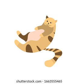 Cute cat vector illustration isolated on white background. Can be used as advertising. Sticker, logo, icon. Vector flat illustration. Hand drawn 