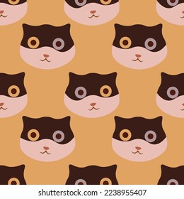 Cute cat vector ilustration seamless patern.Great for textile,fabric,wrapping paper,and any print.Vintages style.