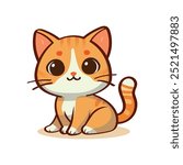 Cute Cat Vector Image, Kitten Cartoon Vector, Cute Cat Isolated, Meow Cat Illustration, Happy Cat Icon Clipart.