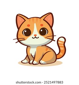 Cute Cat Vector Image, Kitten Cartoon Vector, Cute Cat Isolated, Meow Cat Illustration, Happy Cat Icon Clipart.