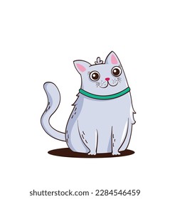 Cute cat vector. Kitten in flat style