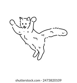 Cute cat vector line art illustration isolated on white background. Minimalist illustration for t-shirts, jackets, hoodies, stickers, etc.