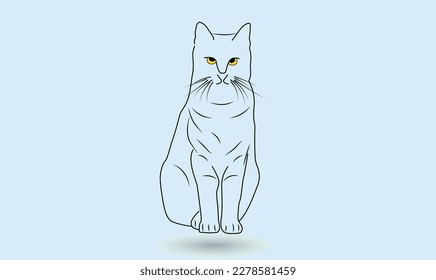 Cute cat vector line arts with background