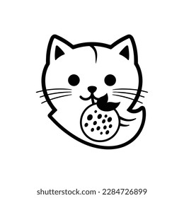 cute cat vector logo icon illustration, vector stock image, sign and symbol