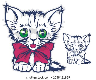 cute cat vector mascot with white background